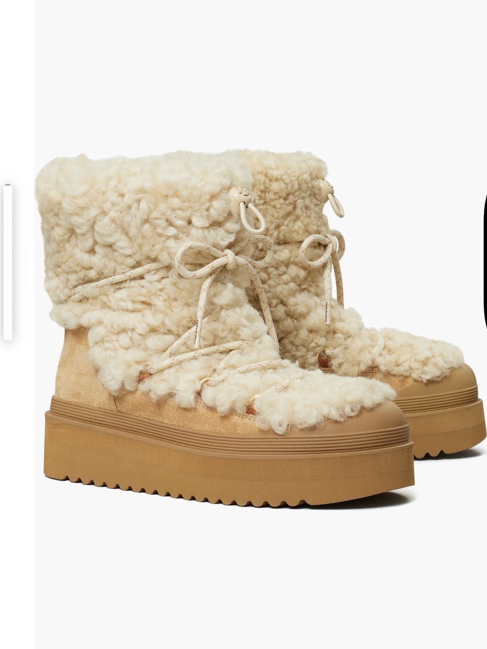 Tory Burch Mellow genuinely shearling Sherpa Platform Lace-Up Boots